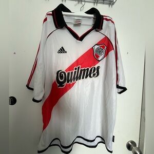 adidas White and Red Short Sleeve Tee